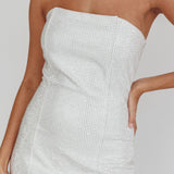 This Feeling Strapless Diamante Mini Dress White