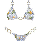 Amalfi Coast Triangle Bikini Top Lemon Checker