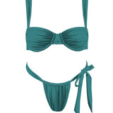 Malibu Gathered Bikini Top Teal Blue
