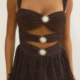 Ceylon Cut-Out Bodice Layered Maxi Dress Bronze