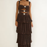 Ceylon Cut-Out Bodice Layered Maxi Dress Bronze