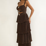 Ceylon Cut-Out Bodice Layered Maxi Dress Bronze