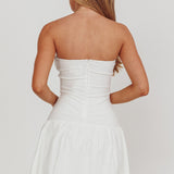 Cosmic Eyes Bow Strapless Mini Dress Off White