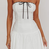 Cosmic Eyes Bow Strapless Mini Dress Off White