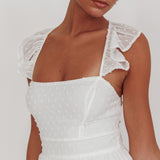 Franki Strappy Back Mini Dress Hail Spot White