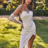 Shanice Lace Trim Sweetheart Midi Dress White