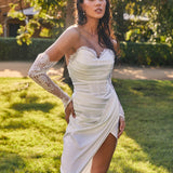 Shanice Lace Trim Sweetheart Midi Dress White