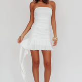 Golden State Strapless Drop Waist Mini Dress White