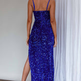 Adriana Thigh Split Sequin Maxi Dress Royal