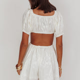 See The Light Puff Sleeves Romper Ivory