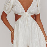 See The Light Puff Sleeves Romper Ivory