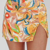 Palmas Split Mini Skirt Floral Orange Multi