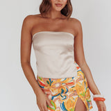 Palmas Split Mini Skirt Floral Orange Multi