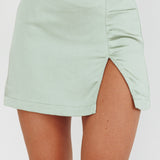 Coco Satin Mini Skirt Sage