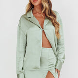 Coco Satin Mini Skirt Sage