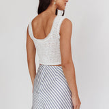 Miss Independent A-Line Mini Skirt Stripe Blue/Ivory