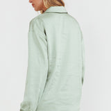 Coco Long Sleeve Satin Shirt Sage
