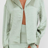 Coco Long Sleeve Satin Shirt Sage