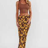 Wild Wanderings Midi Skirt Floral Brown