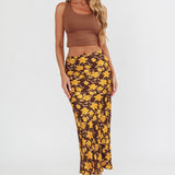 Wild Wanderings Midi Skirt Floral Brown