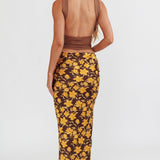 Wild Wanderings Midi Skirt Floral Brown