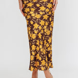 Wild Wanderings Midi Skirt Floral Brown