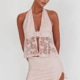No Filter Lace Mini Skirt Blush