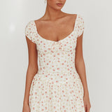 Mirela Cap Sleeve Lace Mini Dress Rose