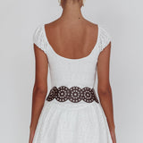 Mirela Cap Sleeve Lace Mini Dress White