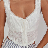 Zora Lace Corset Top White