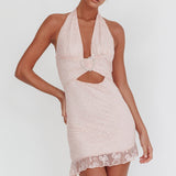 Girl Talk Diamante Heart Mini Dress Blush