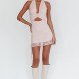 Girl Talk Diamante Heart Mini Dress Blush