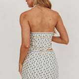 Arrietty Floral Bodycon Mini Skirt Blue