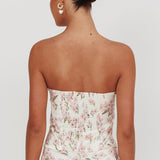 Tiya Strapless Ribbon Top Floral Pink