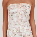 Tiya Strapless Ribbon Top Floral Pink
