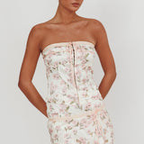 Tiya Lace Trim Mini Skirt Floral Pink