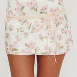 Tiya Lace Trim Mini Skirt Floral Pink