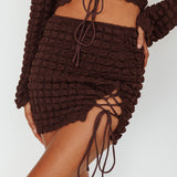 Josseline Lace-Up Detail Mini Skirt Chocolate