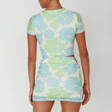 Angelus Ring Accent Mini Skirt Printed Cream