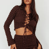 Josseline Long Sleeve Crop Top Chocolate