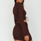 Josseline Long Sleeve Crop Top Chocolate