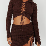 Josseline Long Sleeve Crop Top Chocolate