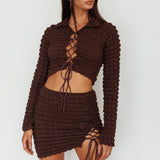 Josseline Long Sleeve Crop Top Chocolate