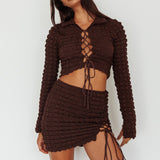 Josseline Long Sleeve Crop Top Chocolate