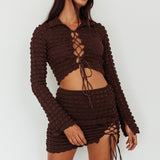Josseline Long Sleeve Crop Top Chocolate