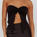 Lulu Strapless Crop Top Black