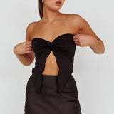 Lulu Strapless Crop Top Black