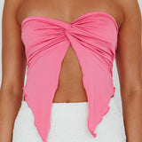 Lulu Strapless Crop Top Candy Pink