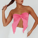 Lulu Strapless Crop Top Candy Pink