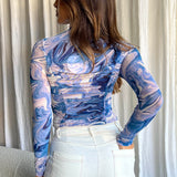 Soul Turtleneck Bodysuit Swirl Blue